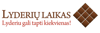 Projekto Lyderių laikas logotipas - šokolado plytelė ir užrašas Lyderių laikas. Lyderiu gali tapti kiekvienas!