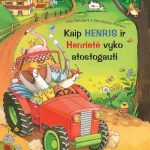 vištos važiuoja automobiliu