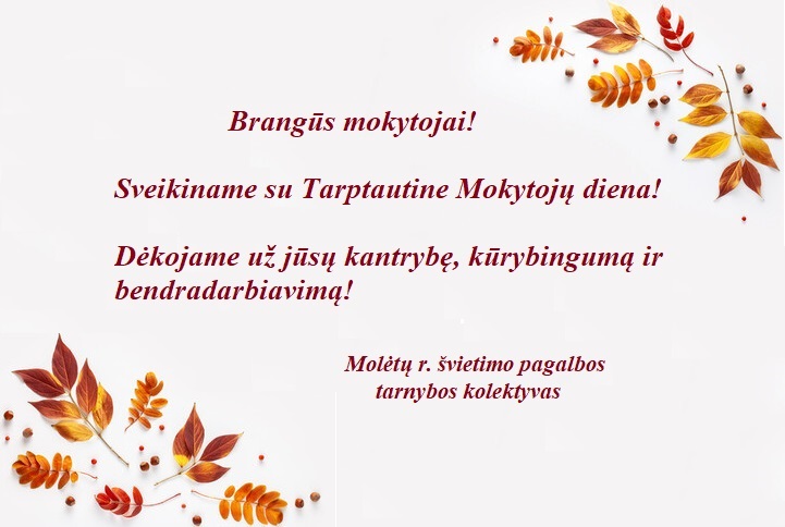 Paveikslėlis-sveikinimas su Tarptautine mokytojų diena