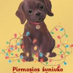 šuniukas su kalėdine girliandą