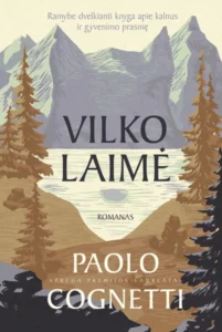 Vilko kontūrai tarp kalnų, vandens ir miško