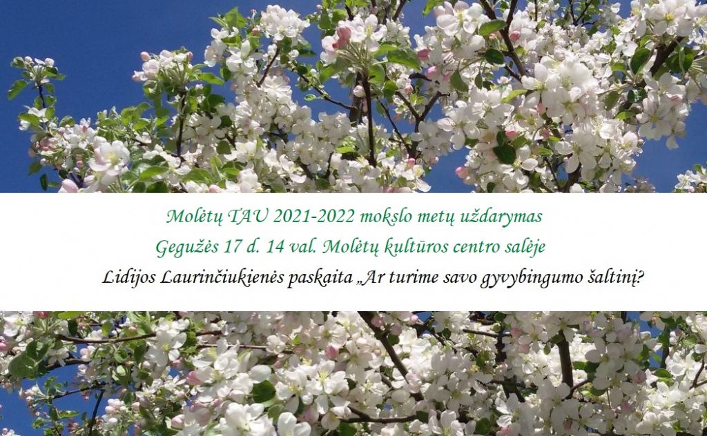Kvietimas į Molėtų TAU 2021-2022 mokslo metų uždarymą
