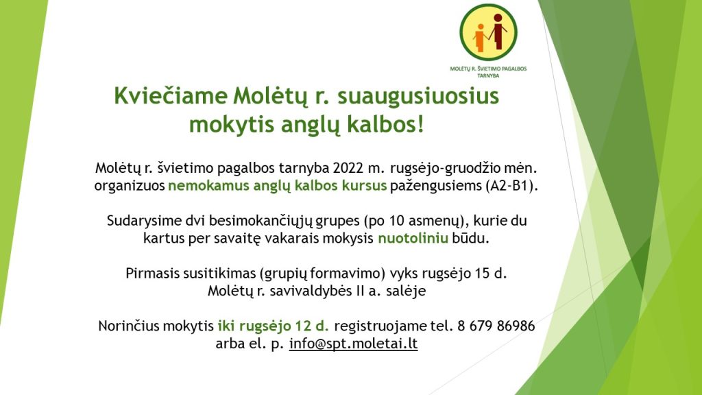 Kvietimas mokytis anglų k.