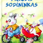 triušis važiuoja dviračiu su priekaba pilna sodo įrankių