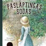 mergaitė prie plytinės sienos, apaugusios vijokliais