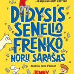 senelis sėdi ir mėto pinigus ant žemės, šalia berniukas , šuo